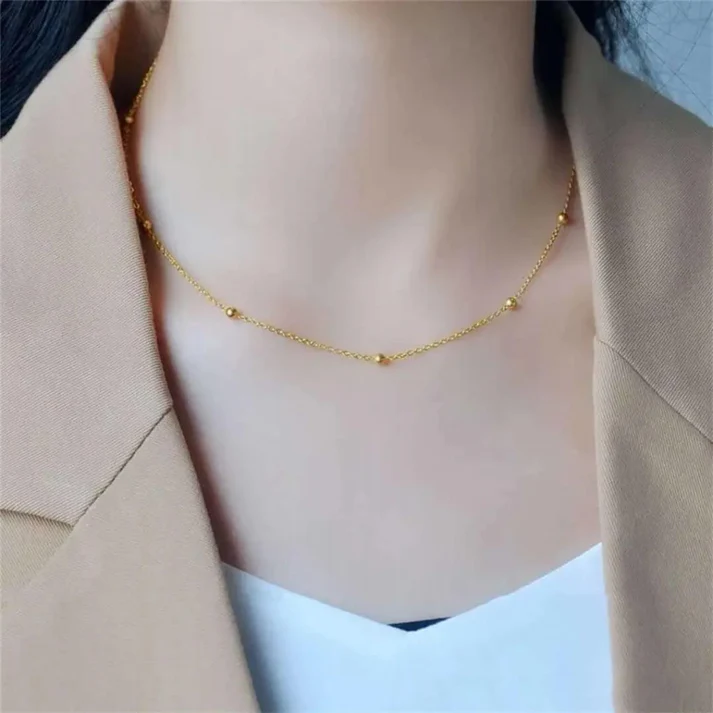 Minimalist Gold beaded - Necklace - Image 3