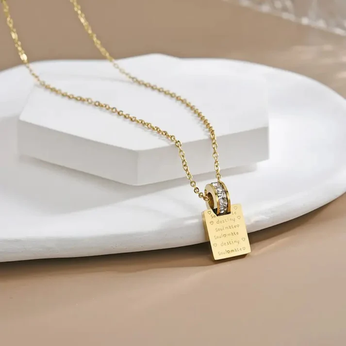 Gold Plated Book Letter Pendant - Necklace