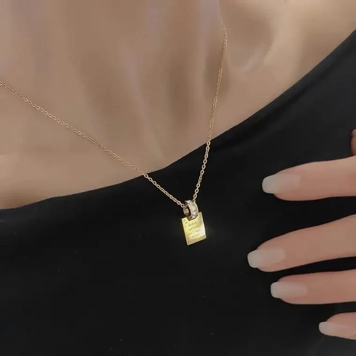 Gold Plated Book Letter Pendant - Necklace - Hover