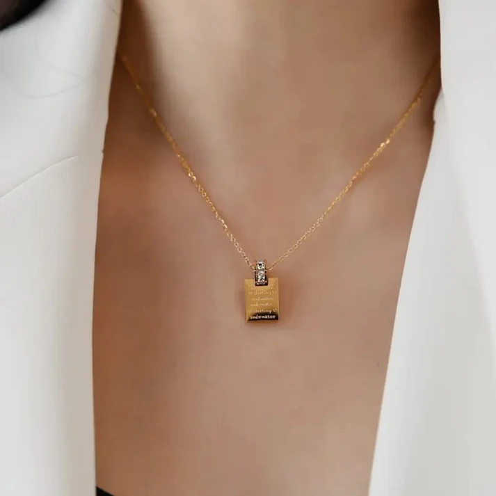 Gold Plated Book Letter Pendant - Necklace - Image 3