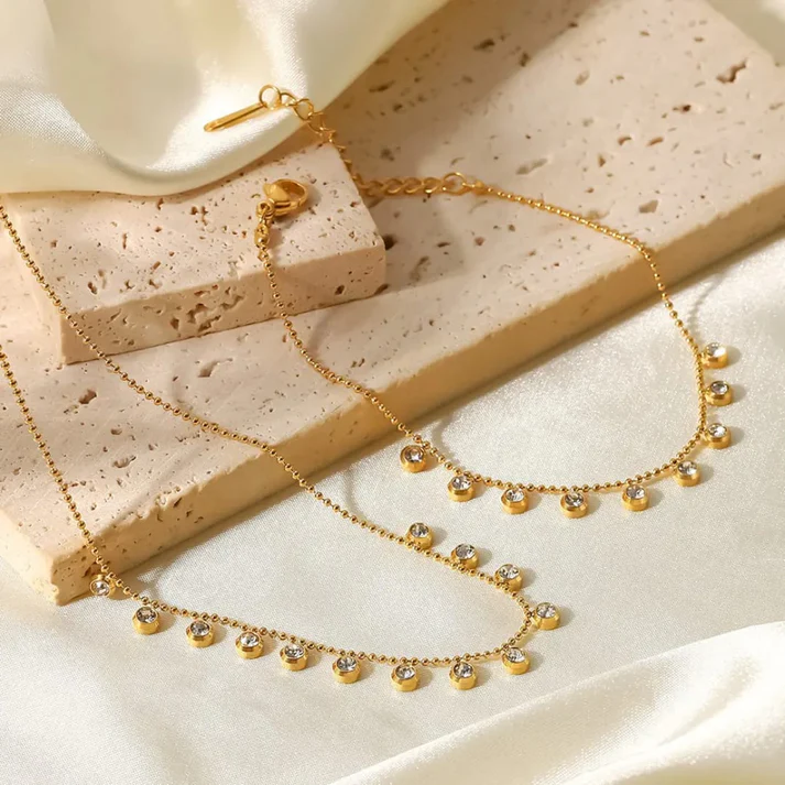 Tassel Round Zircon - Jewelry Set