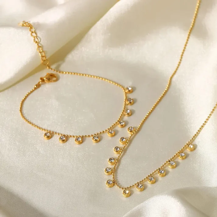 Tassel Round Zircon - Jewelry Set - Hover