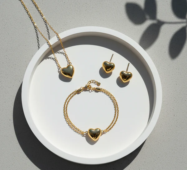 Gold Love Heart - Jewelry Set