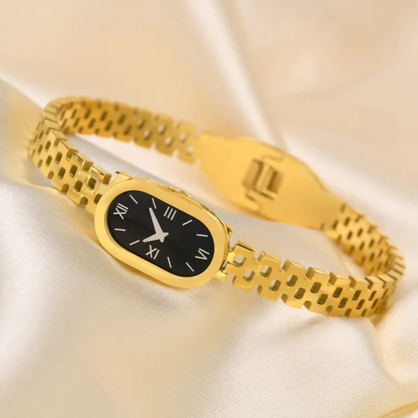 Watch Texture Gold Plated Handcuff - Hover