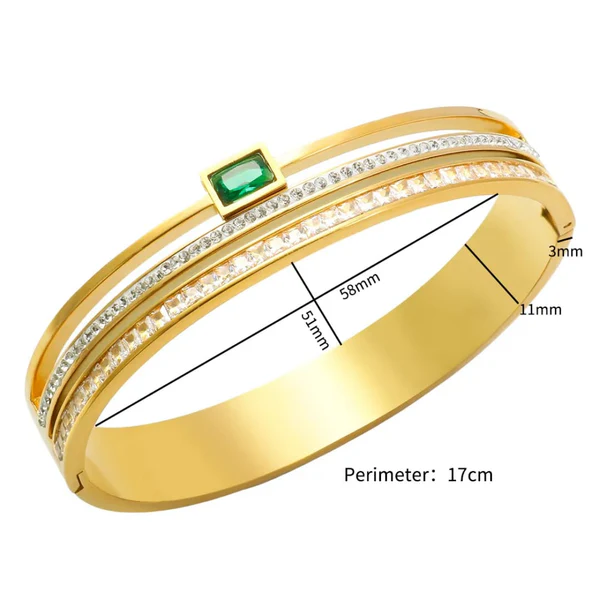 Green Emerald stone Handcuff - Bracelet - Image 3
