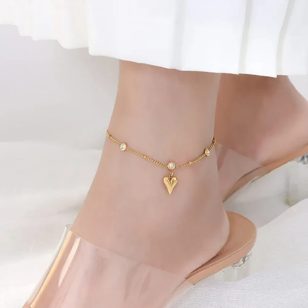 Heart drop 3 diamond - Anklet