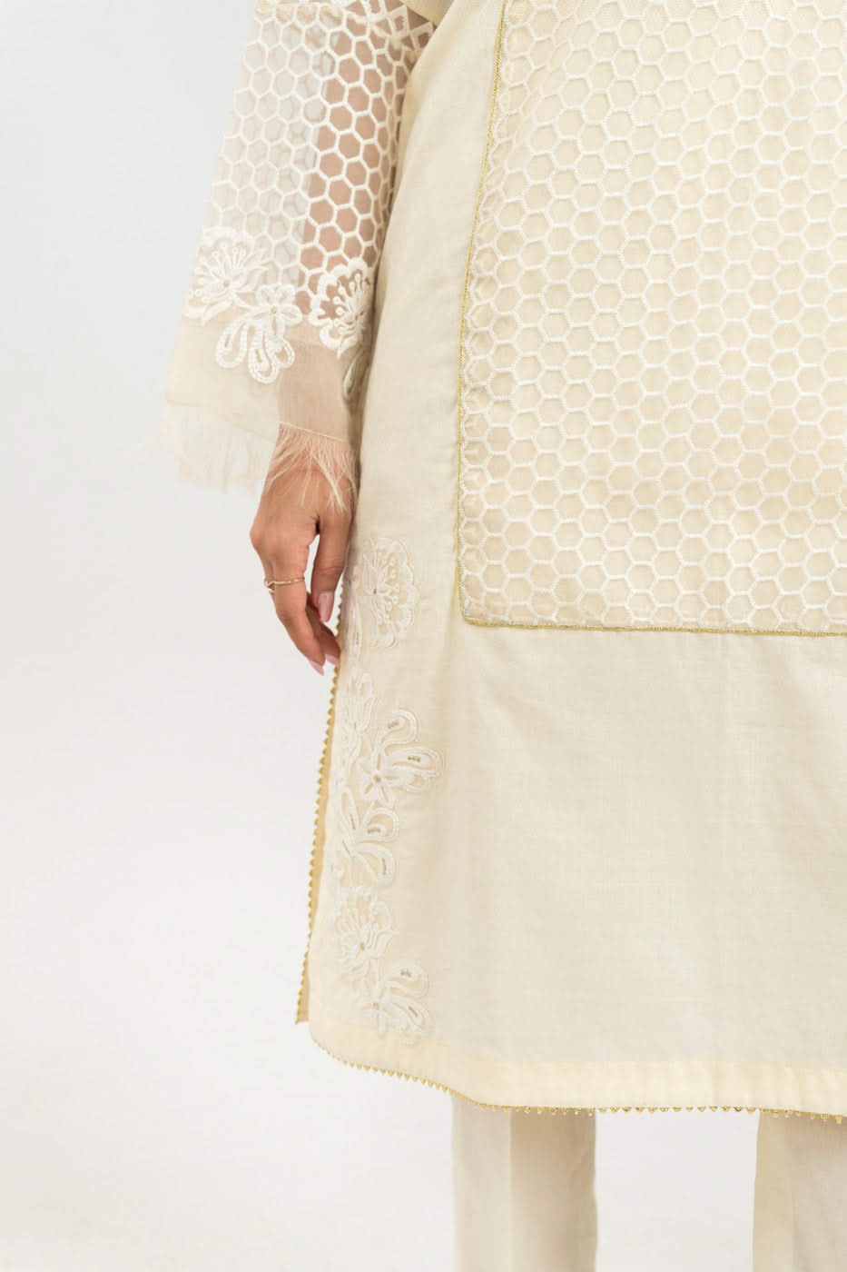 Stitched - Embroidered Yarn Dyed Kurta view 4