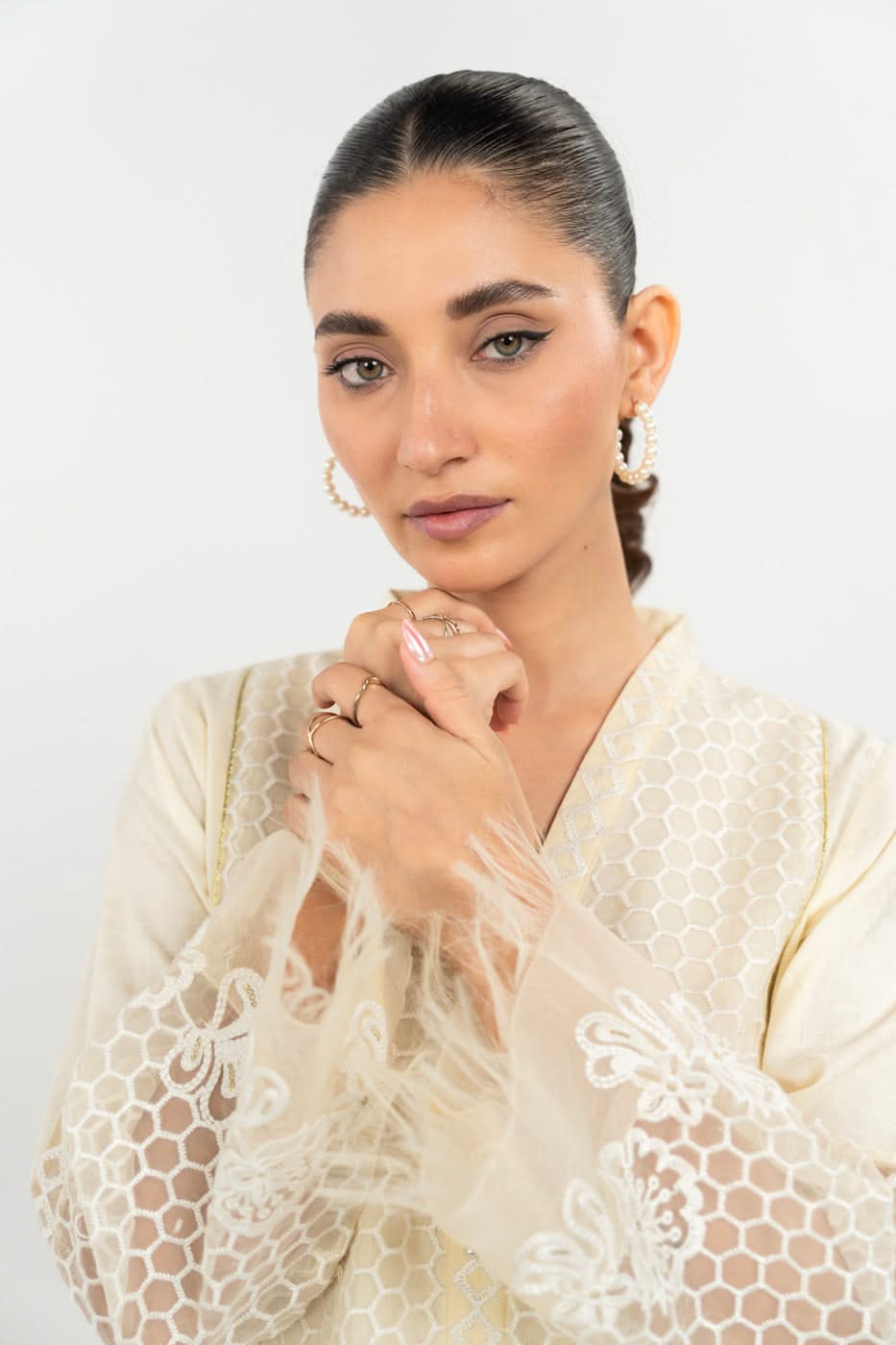 Stitched - Embroidered Yarn Dyed Kurta view 3