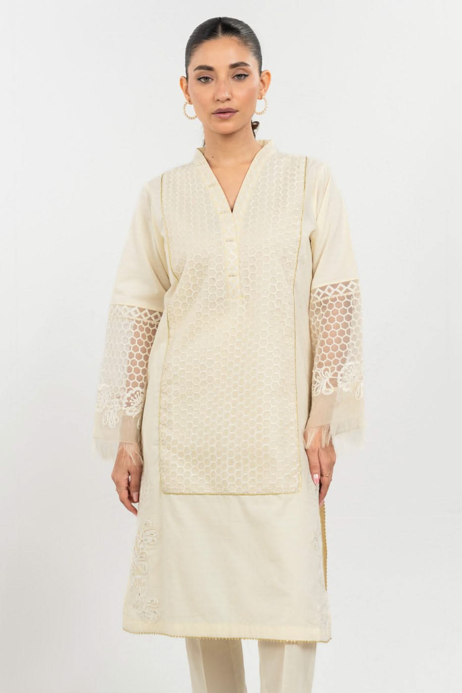 Stitched - Embroidered Yarn Dyed Kurta view 2