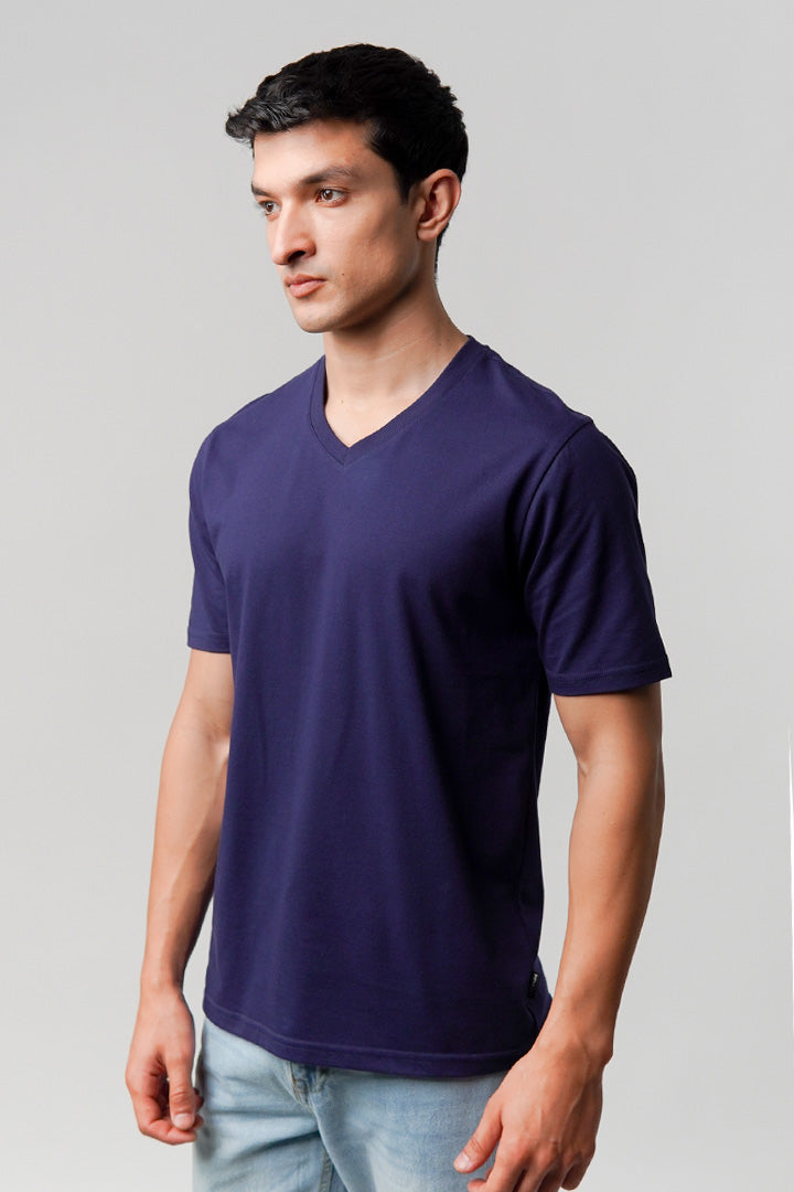 Regular Fit V-Neck T-Shirt - Navy Blue