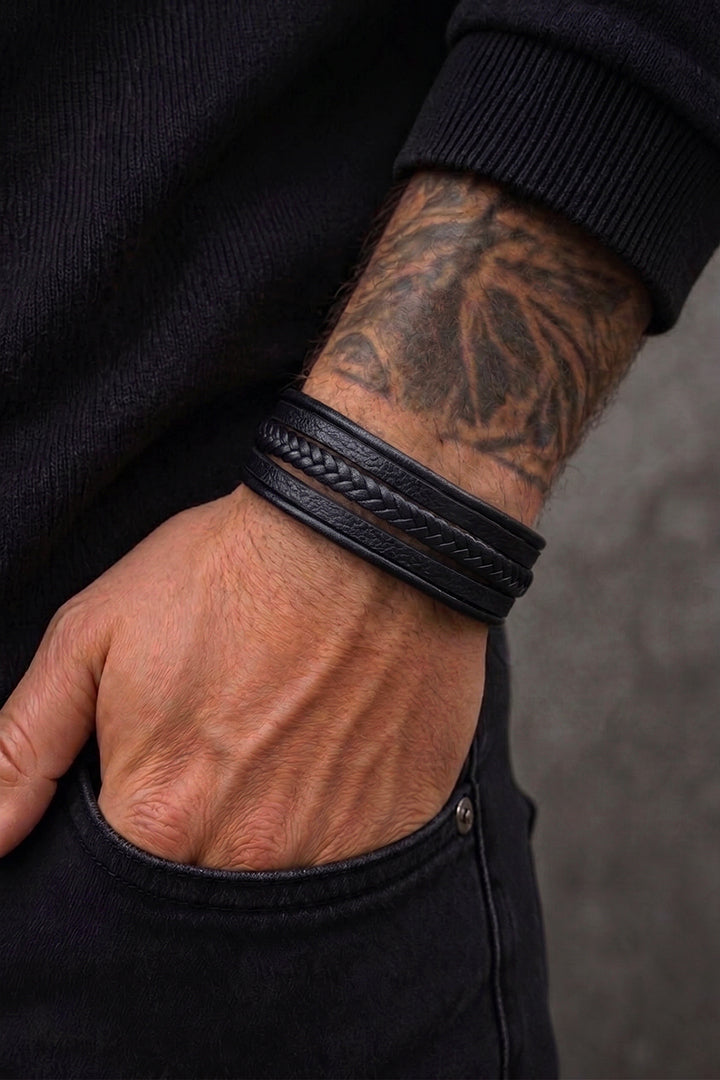 Multi-Strand Classic Black Bracelet alternate view