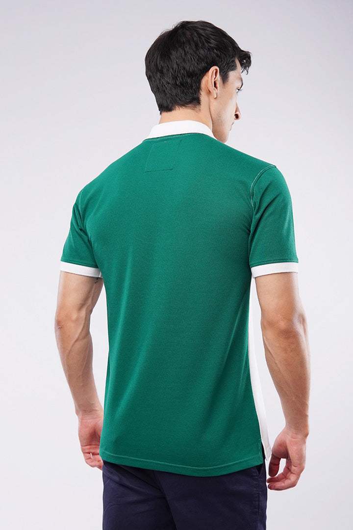 Sports Polo Shirt - White & Green - FA