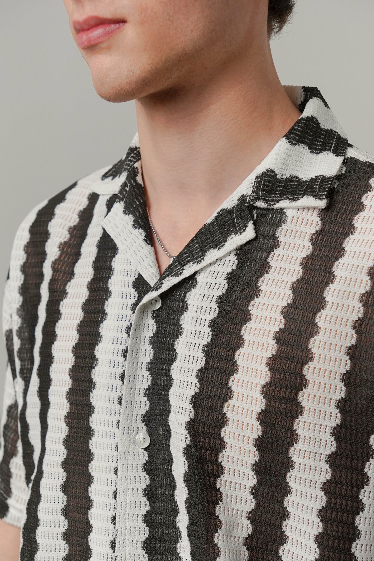 Striped Cuban Shirt - Black & White