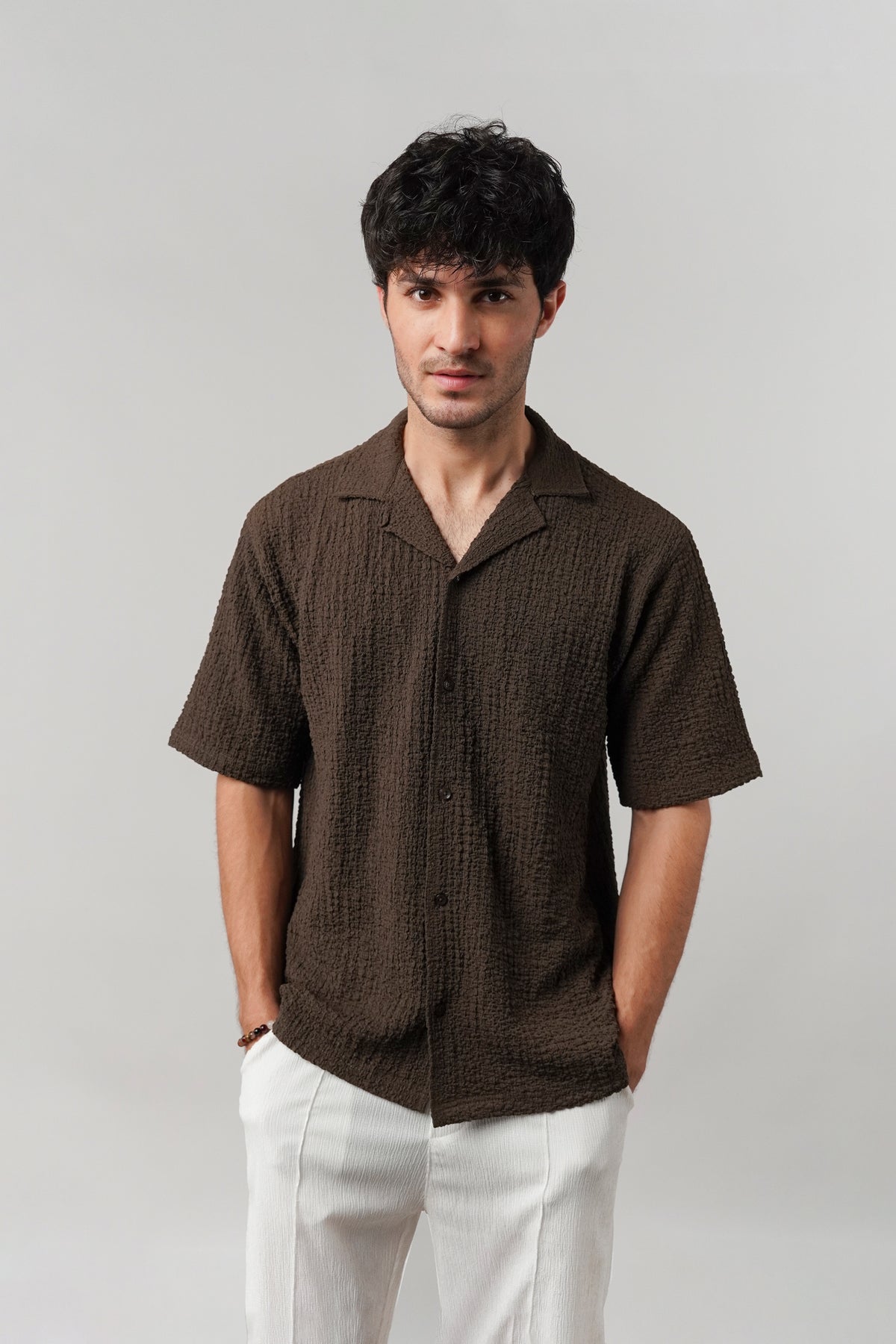 Knitted Cuban Shirt - Brown