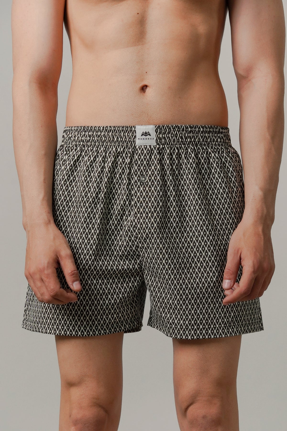 Printed Woven Boxer Shorts - Black