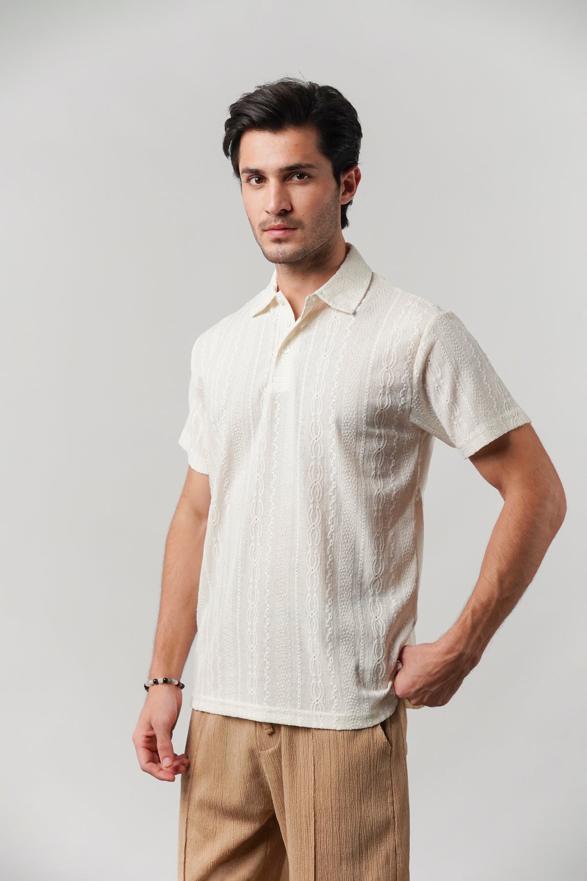 Knitted Polo Shirt - Off-White