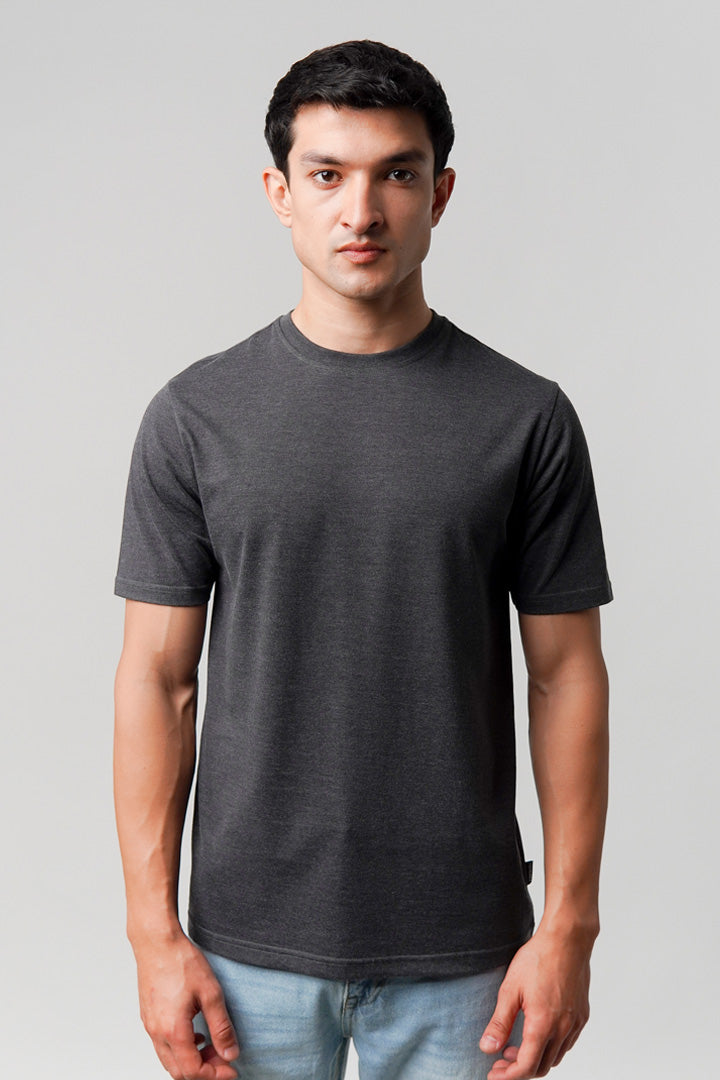 Regular Fit Crew Neck T-Shirt - Charcoal Grey