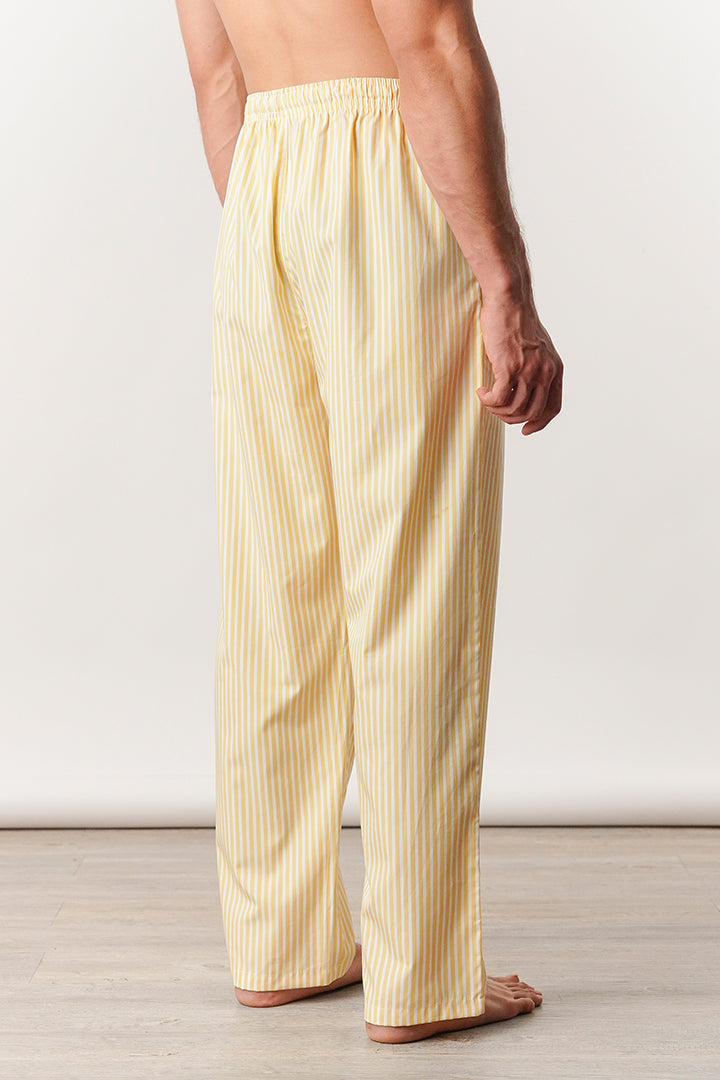 Striped Woven Pajamas - Yellow & White