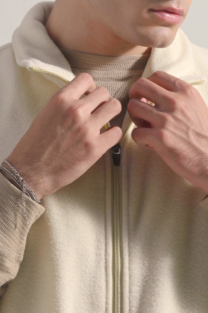 Polar Fleece Zipper - Cream alternate view