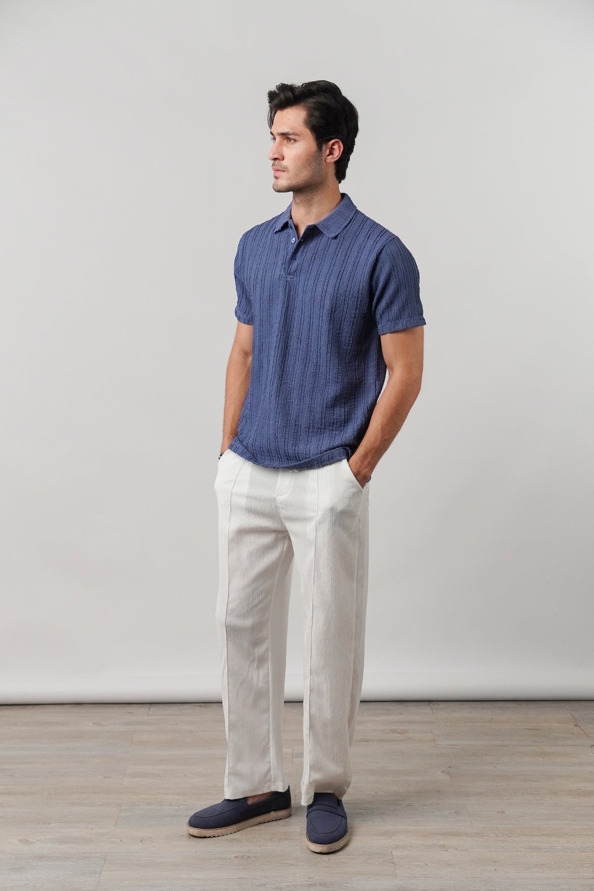 Knitted Polo Shirt - Blue