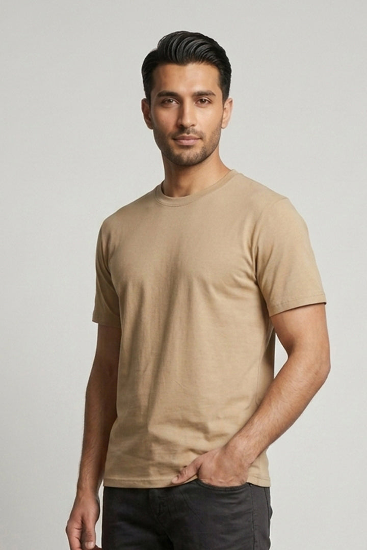Crew Neck T-Shirt - Beige