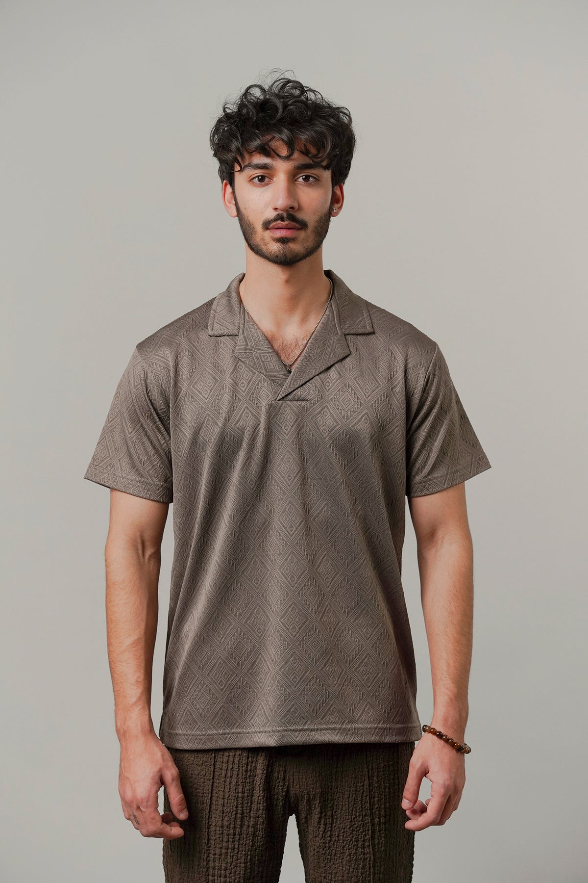 Cuban Collar Polo - Brownish Grey - FA