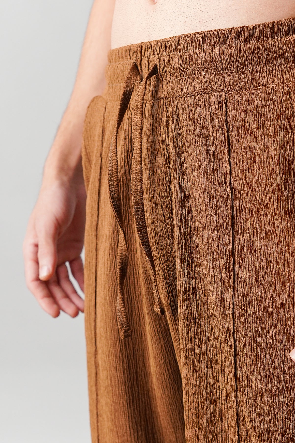 Textured Pintex Trouser - Brown