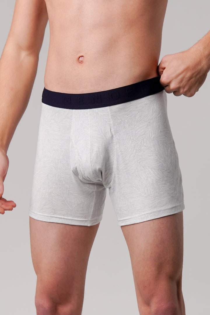 Leaves Printed - Ball Pouch Boxer - White