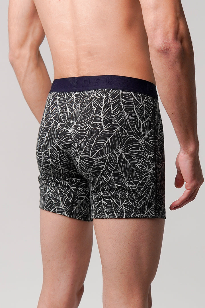 Leaves Printed Ball Pouch Boxer - Black alternate view