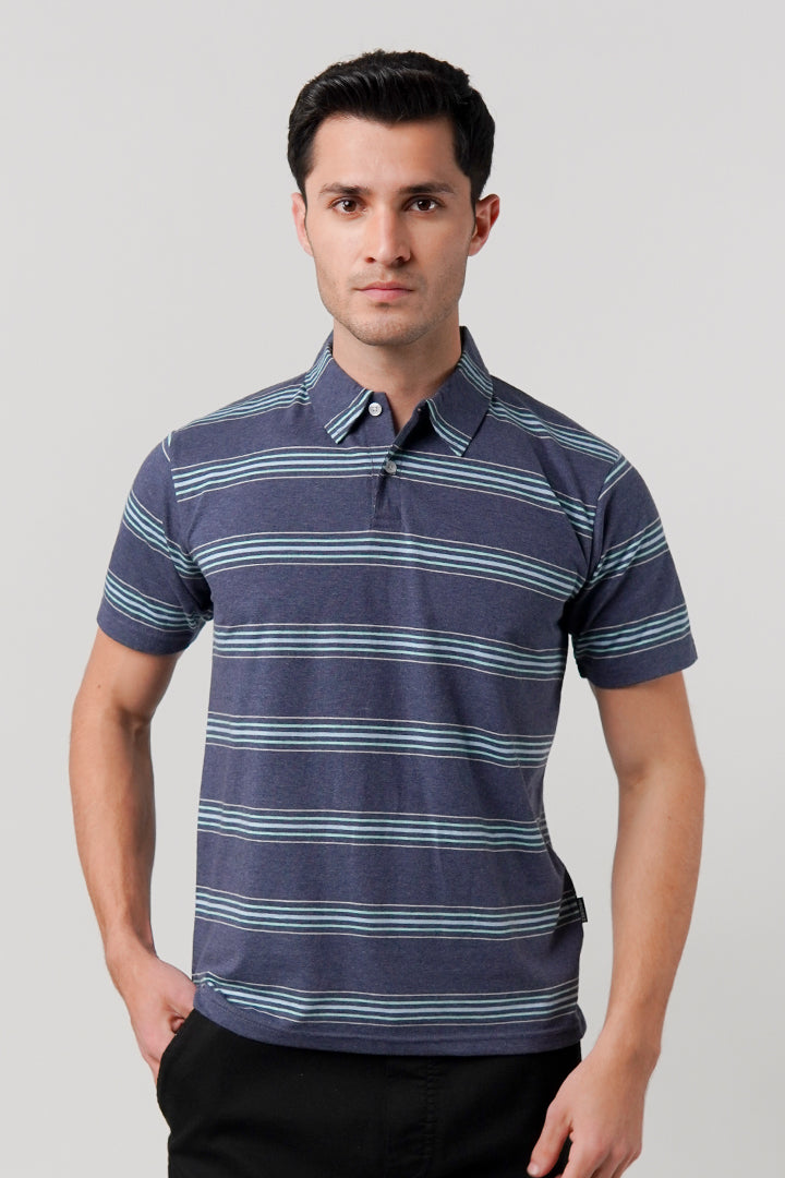 Striped Polo Shirt - Blue