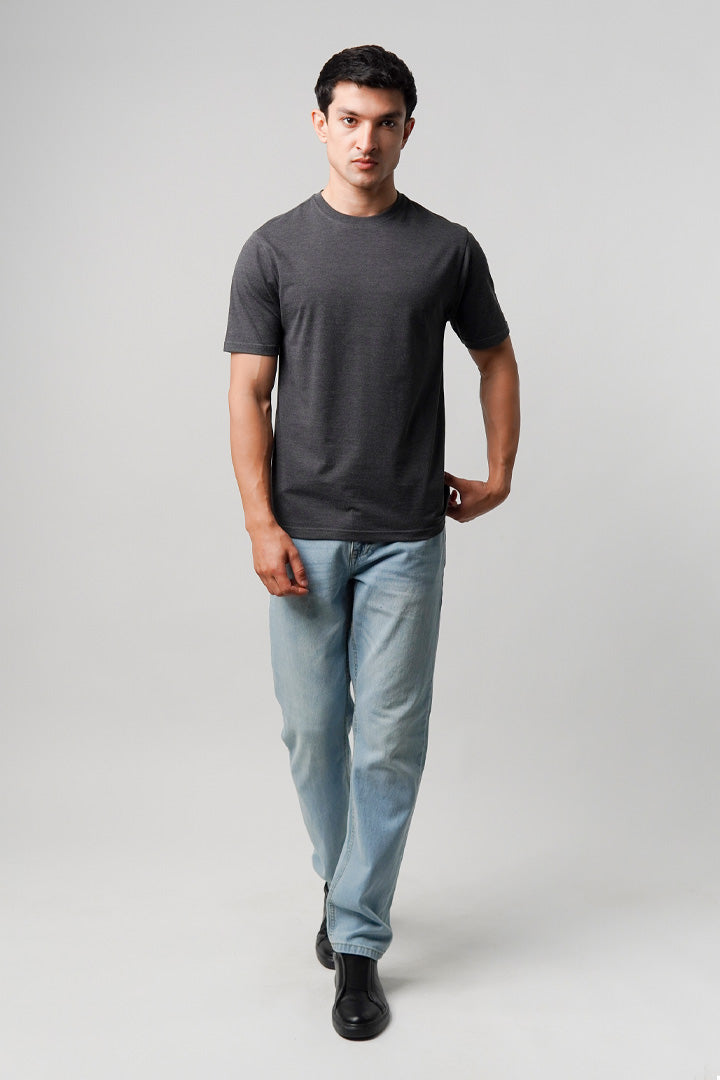 Regular Fit Crew Neck T-Shirt - Charcoal Grey