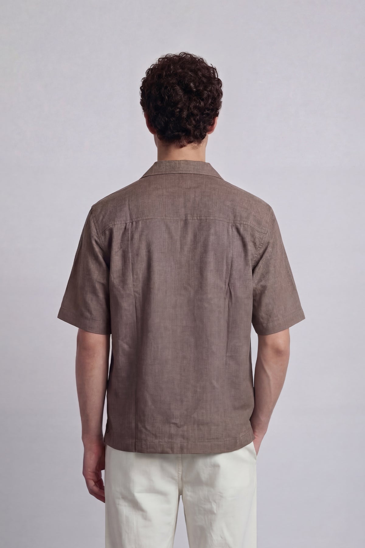Embroidered Cuban Shirt - Brown