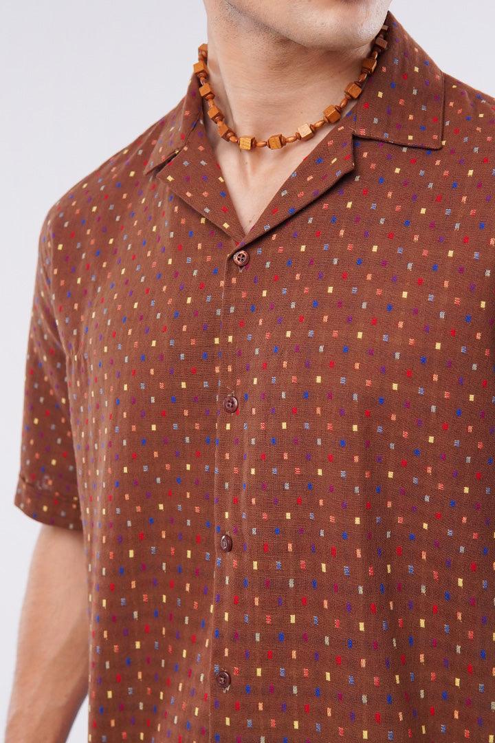 Polka Dots Cuban Shirt - Brown alternate view