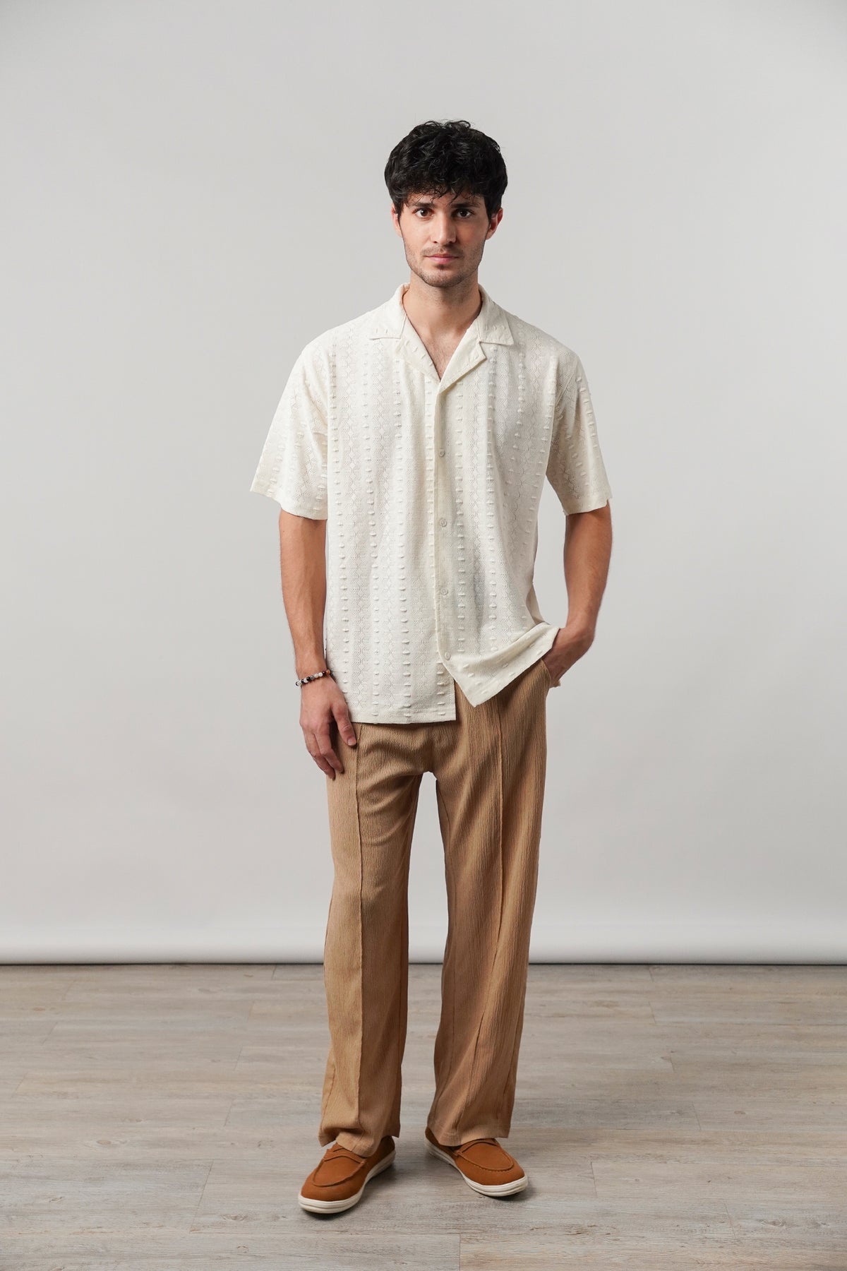 Knitted Cuban Shirt - Cream