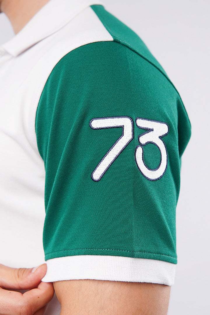Sports Polo Shirt - White & Green - FA