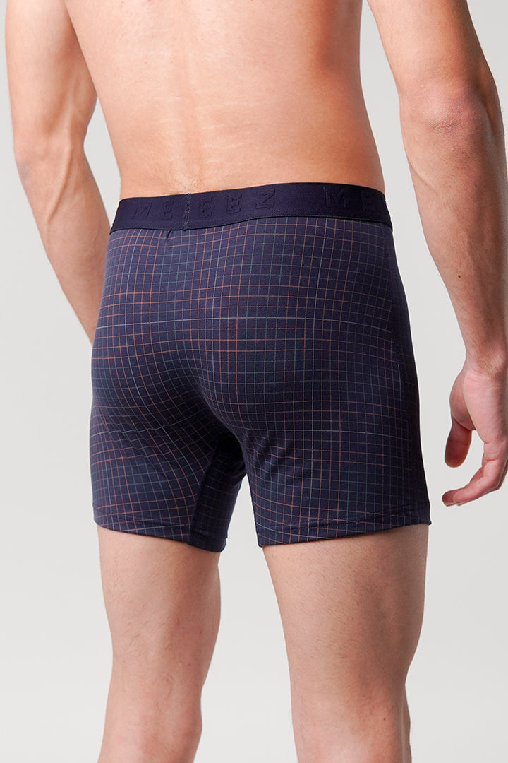 Checkered Ball Pouch Boxer - Navy Blue alternate view