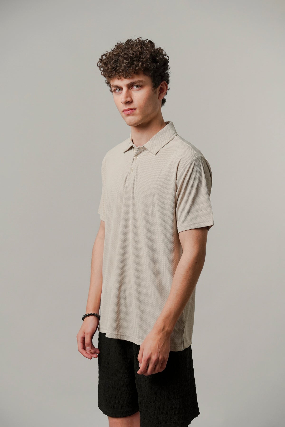 Textured Polo - Beige alternate view