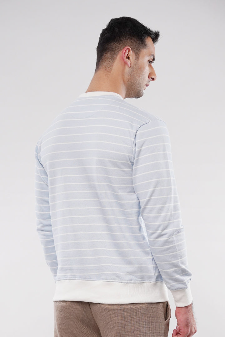 Striped Terry Sweatshirt - Sky Blue - FA