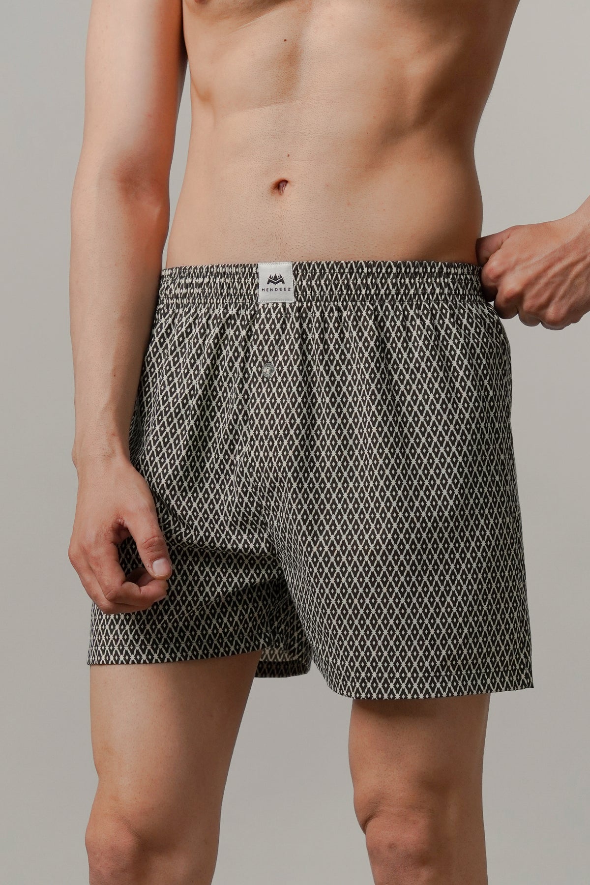 Printed Woven Boxer Shorts - Black