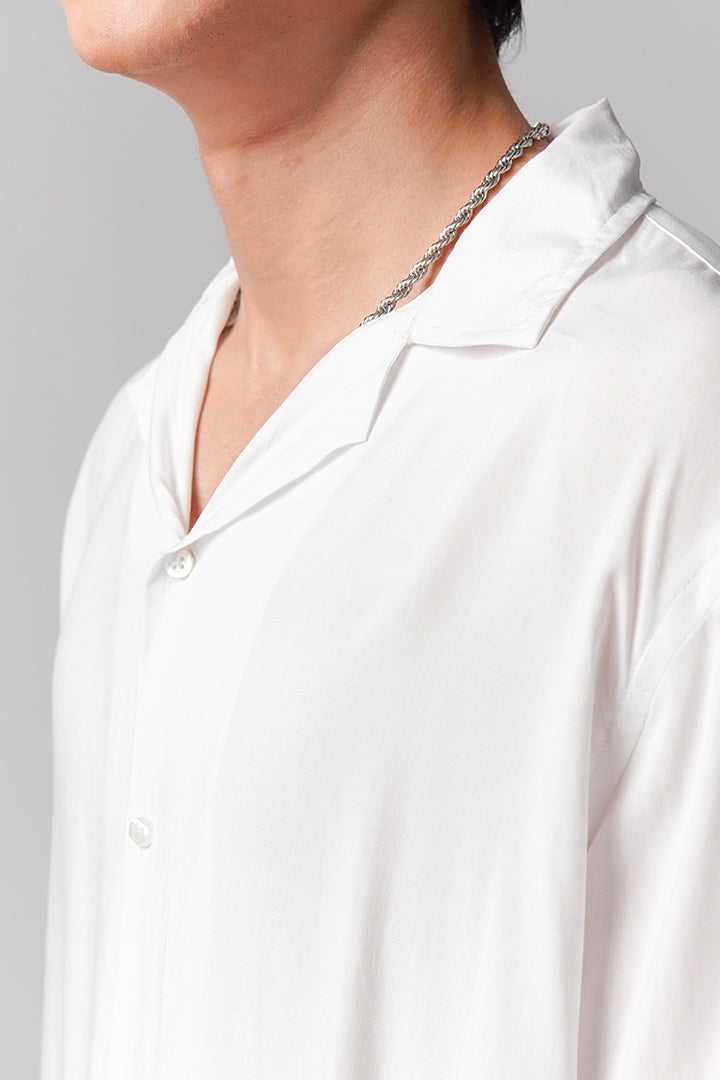 Linen Cuban Shirt - White alternate view
