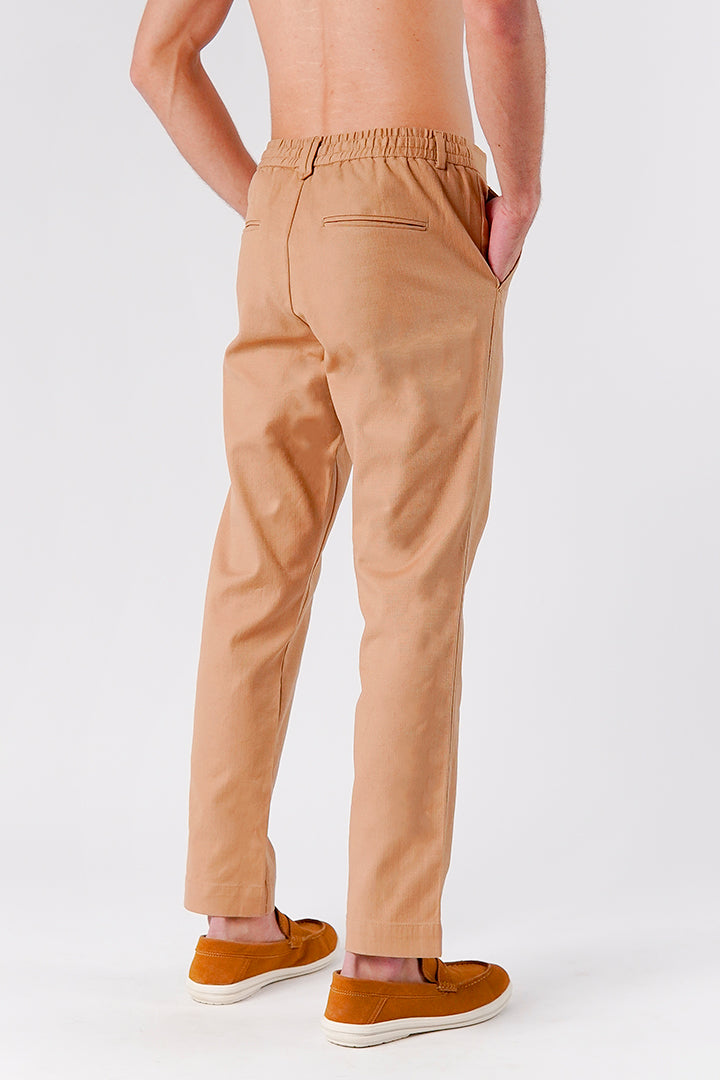Straight Fit Jacquard Pants - Beige
