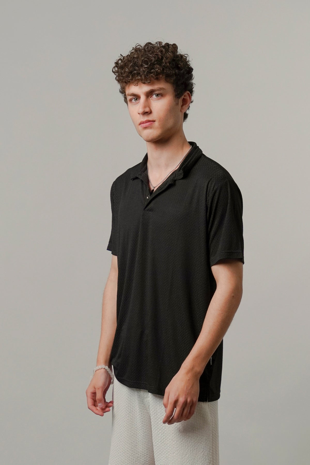 Textured Polo - Black alternate view