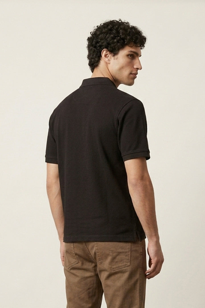 Jacquard Textured Polo - Black - FA
