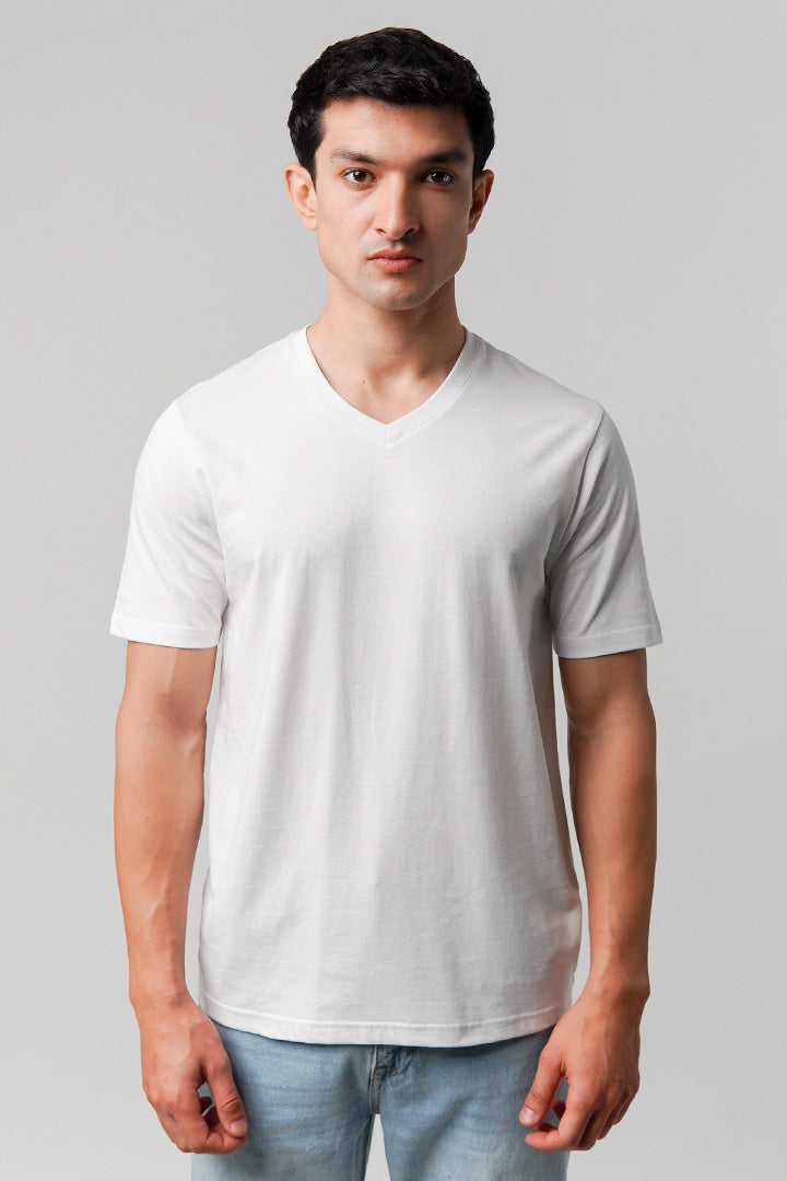 Regular Fit V-Neck T-Shirt - White