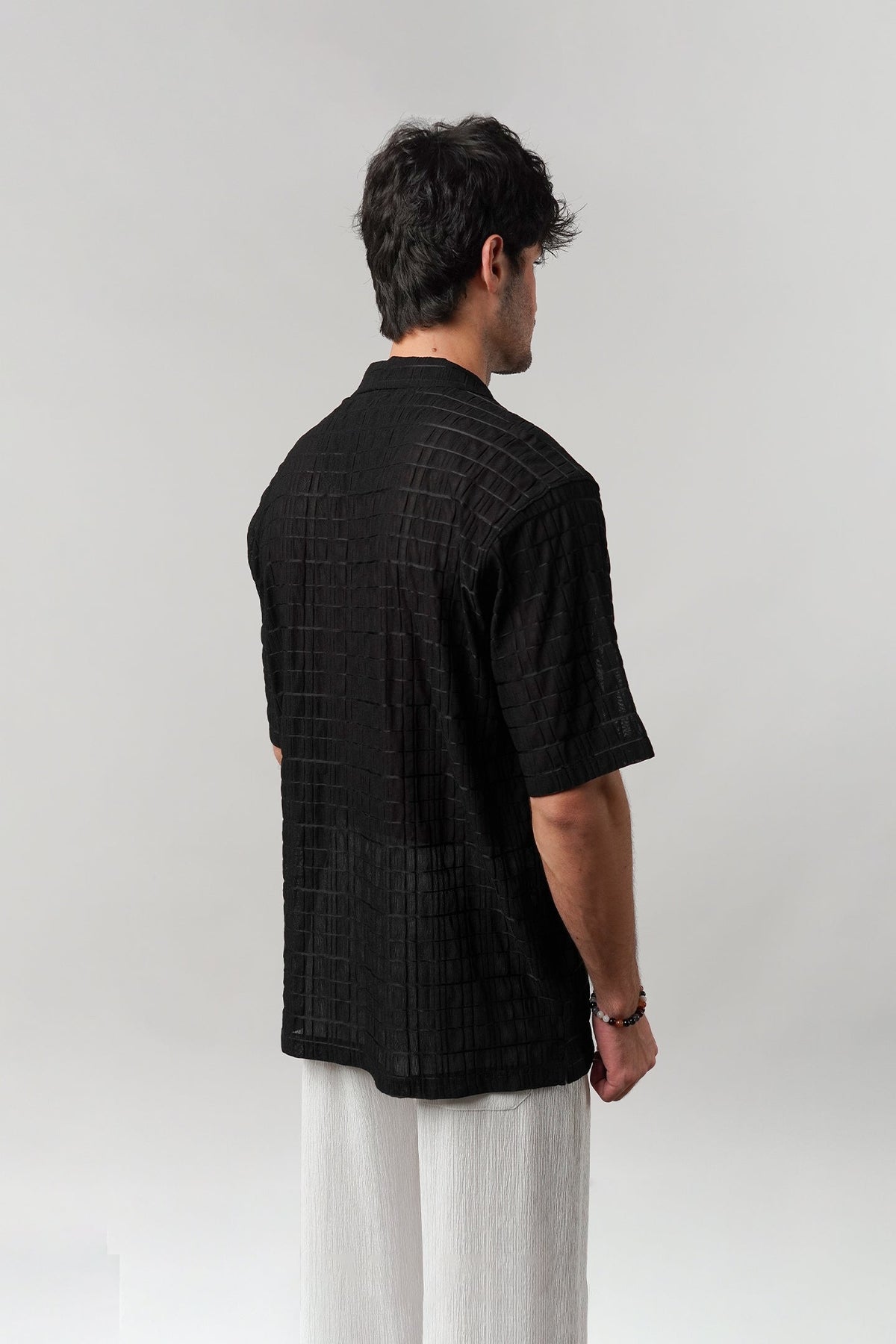 Knitted Cuban Shirt - Black - FA