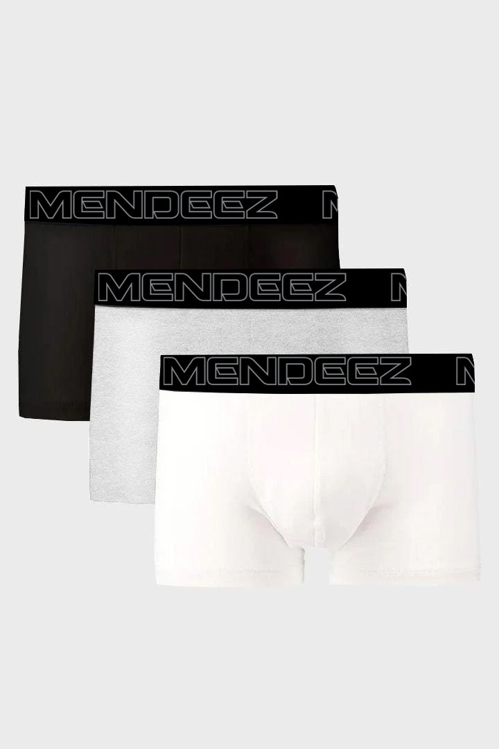 Boxer Trunks - Black, White & Light Grey Pack Of 3