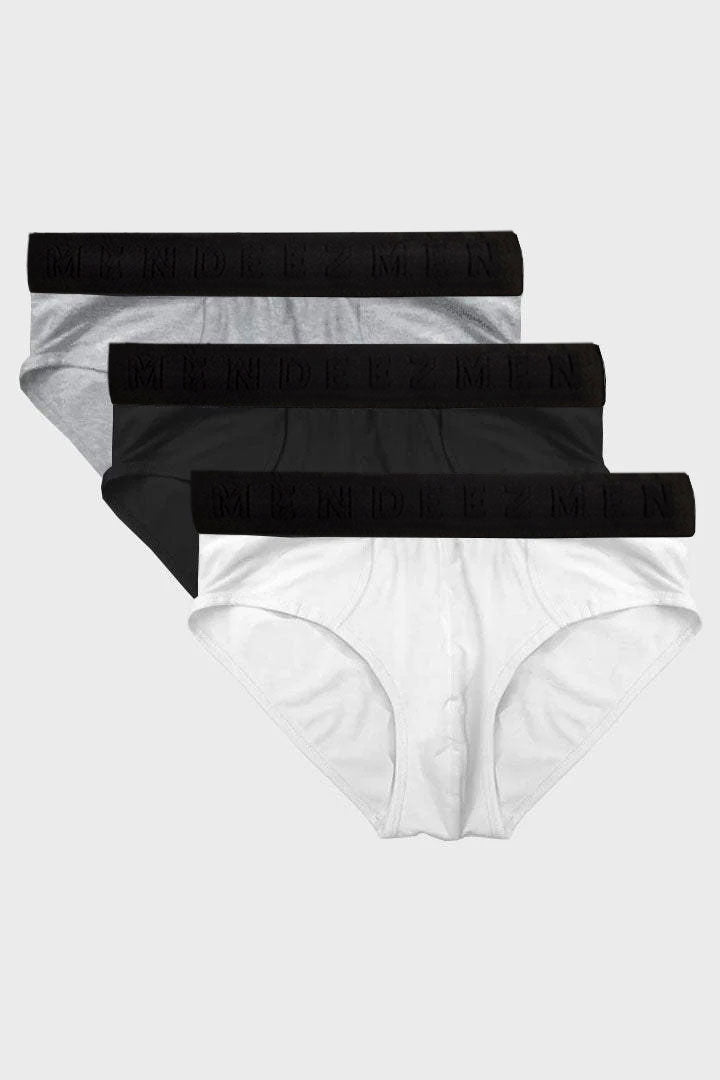 Briefs - White, Heather Grey & Black Pack Of 3