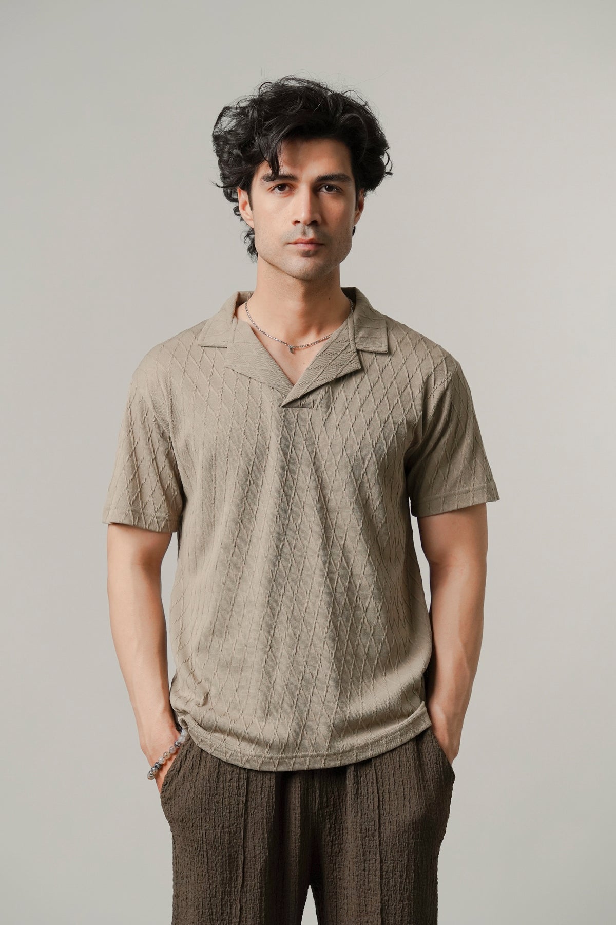 Cuban Collar Polo - Beige - FA