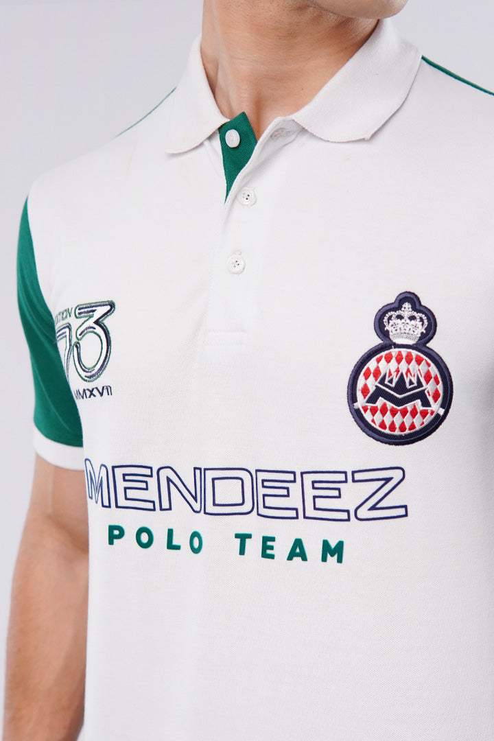 Sports Polo Shirt - White & Green alternate view