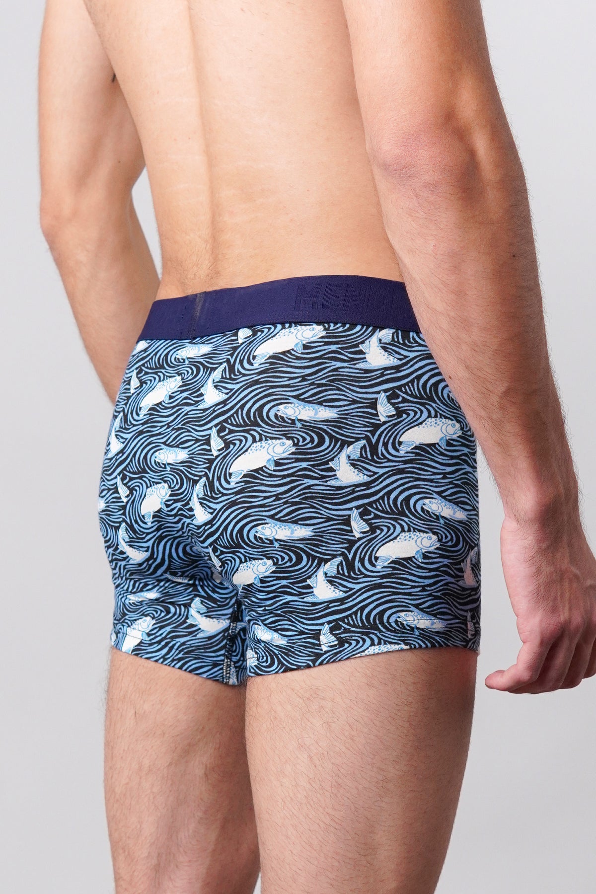 Fish Printed Boxer Trunks - Blue alternate view